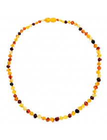Necklace made of small multicolored amber stones
