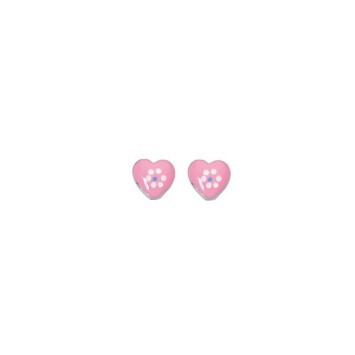 Boucles d'oreilles puces avec cœur rose en argent rhodié 3130285 Suzette et Benjamin 22,00 €