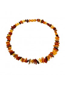 Multi-colored amber necklace with ambrine screw clasp