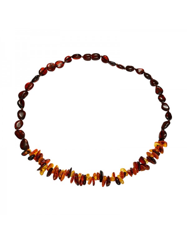 Amber necklace in cherry, cognac and honey color with screw clasp