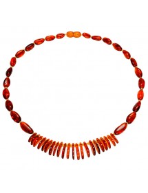 Necklace stones rounded and elongated Amber brandy clasp screw 31710745 Nature d'Ambre 129,90 €