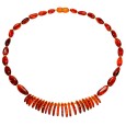 Necklace stones rounded and elongated Amber brandy clasp screw