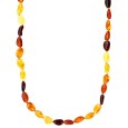 Multi-colored Amber stone long necklace, screw clasp