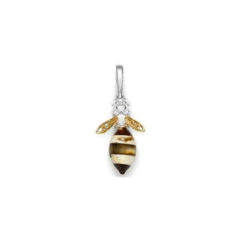 Pendentif abeille en ambre miel et cognac, argent rhodié et doré 31610537 Nature d'Ambre 32,00 €