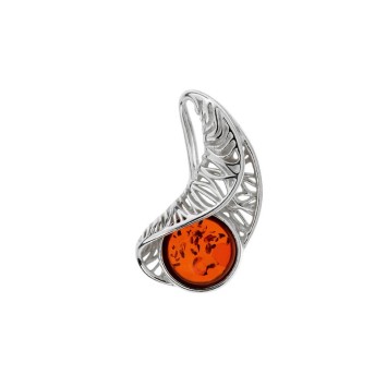 Round amber pendant and openwork frame in rhodium silver 31610529 Nature d'Ambre 46,00 €