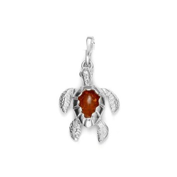 Turtle pendant in real amber and rhodium silver 31610543 Nature d'Ambre 39,90 €