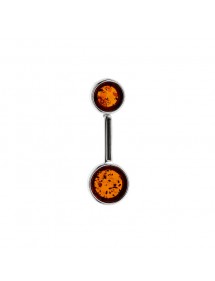 Elongated pendant with cognac amber stones and rhodium silver 31610522 Nature d'Ambre 59,90 €