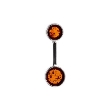 Elongated pendant with cognac amber stones and rhodium silver 31610522 Nature d'Ambre 59,90 €