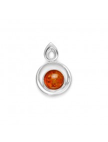 Round pendant in Amber surrounded by rhodium silver