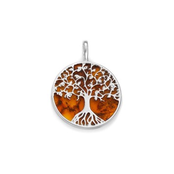 Round tree of life pendant in amber and rhodium silver 31610555 Nature d'Ambre 112,00 €