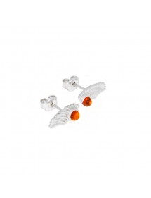 Amber and rhodium silver wing stud earrings 31318211 Nature d'Ambre 26,00 €