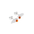 Amber and rhodium silver wing stud earrings