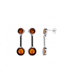 Elongated earrings with cognac amber stones and rhodium silver 31318183 Nature d'Ambre 84,00 €