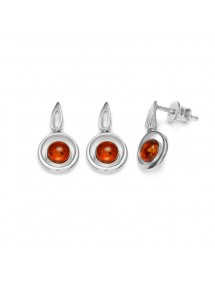 Round earrings with encircled amber in rhodium silver 31318215 Nature d'Ambre 31,90 €