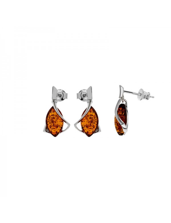 copy of Amber earrings in almond shape and frame and rhodium silver