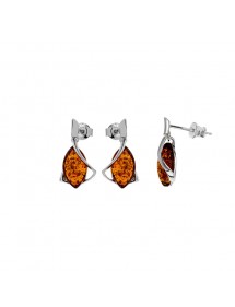 copy of Amber earrings in almond shape and frame and rhodium silver 31318178 Nature d'Ambre 69,90 €