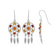 Earrings Dreamcatcher stone amber and silver rhodium