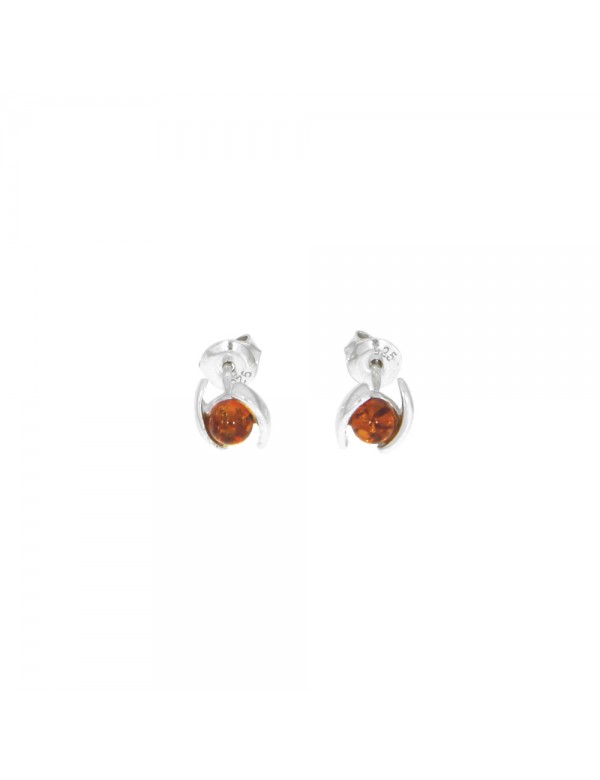 Amber chip earrings with rhodium silver exterior