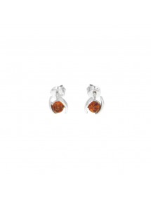 Amber chip earrings with rhodium silver exterior