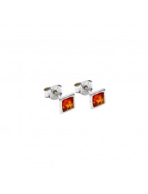 Square earrings in cognac-colored amber with outline, rhodium silver 3130573 Nature d'Ambre 19,90 €
