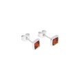 Square earrings in Amber and rhodium silver