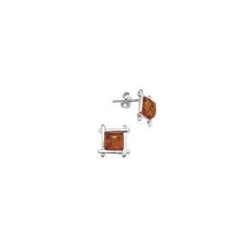 Boucles d'oreilles puces en Ambre avec cadre carré et argent 3130522 Nature d'Ambre 34,90 €