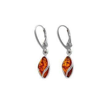 Rhodium silver earrings with an amber stone 3131042RH Nature d'Ambre 49,90 €