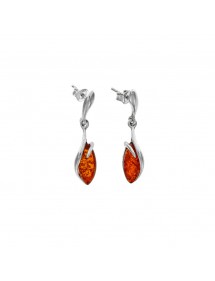 Rhodium-plated silver earrings adorned with an oval amber stone 3130796RH Nature d'Ambre 52,00 €