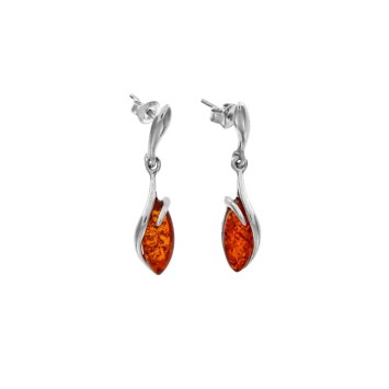 Rhodium-plated silver earrings adorned with an oval amber stone 3130796RH Nature d'Ambre 52,00 €