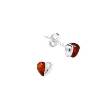 Heart earrings, half amber, half silver 3130526 Nature d'Ambre 26,00 €