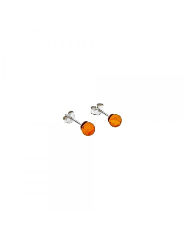 Cognac amber and silver earrings