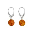 Lever-back earrings in silver adorned with an amber ball