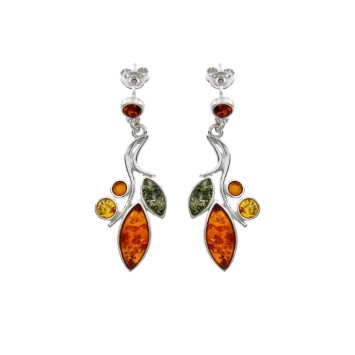 Boucles d'oreilles forme de branche argent et des feuilles d'ambre 3130460 Nature d'Ambre 69,90 €