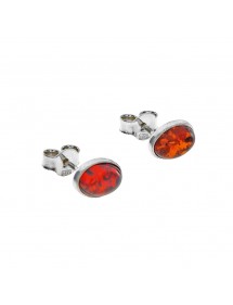 Amber chip earrings surrounded by a silver frame