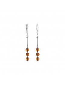 Long earrings in silver and amber with 3 round stones 3130187 Nature d'Ambre 48,00 €
