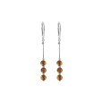 Long earrings in silver and amber with 3 round stones