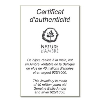 Anillo redondo en ámbar color coñac y marco de plata con baño de rodio 311723 Nature d'Ambre 37,90 €