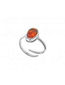 Adjustable cognac amber ring with rhodium silver frame 3111402RH Nature d'Ambre 46,00 €