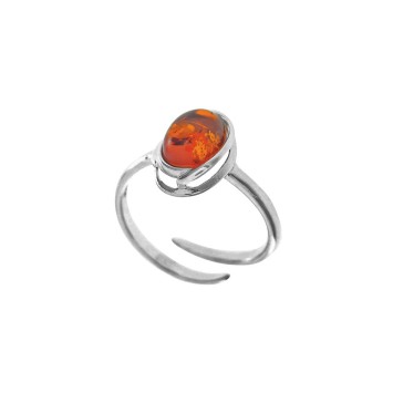 Adjustable cognac amber ring with rhodium silver frame 3111402RH Nature d'Ambre 46,00 €