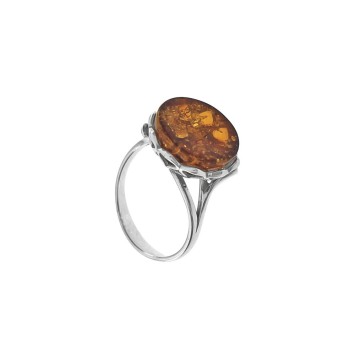 Adjustable ring in amber with lace frame in rhodium silver 3111401RH Nature d'Ambre 72,00 €