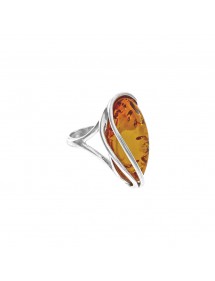 Silver ring with honey amber with elongated stone 3111157 Nature d'Ambre 69,90 €