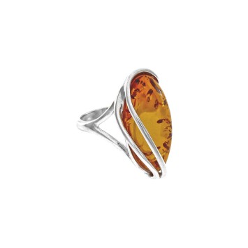 Anello in argento con ambra miele con pietra allungata 3111157 Nature d'Ambre 69,90 €