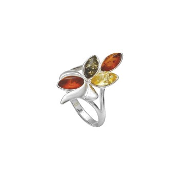 Silver leaf ring with amber 3111166 Nature d'Ambre 43,50 €