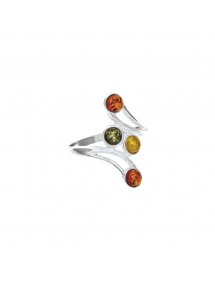 Silver and amber ring with 4 round stones 3111169 Nature d'Ambre 39,90 €