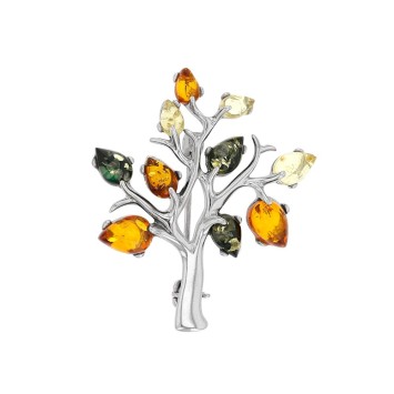 Spilla albero in citrino, cognac e ambra verde con cornice in argento rodiato 312022RH Nature d'Ambre 89,90 €