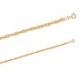 Gold-plated bracelet in rope style, diameter 4 mm, length 19 cm