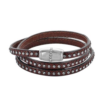 Brown triple wrap bracelet with synthetic stones and cowhide leather 314194M57 Baci Belli 14,00 €