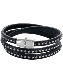 Black triple wrap bracelet with synthetic stones and cowhide leather 314194N57 Baci Belli 14,00 €