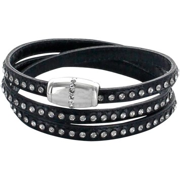 Black triple wrap bracelet with synthetic stones and cowhide leather 314194N57 Baci Belli 14,00 €