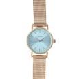 Lutetia Uhr mit Mailänder Armband aus Roségold, himmelblaues Zifferblatt